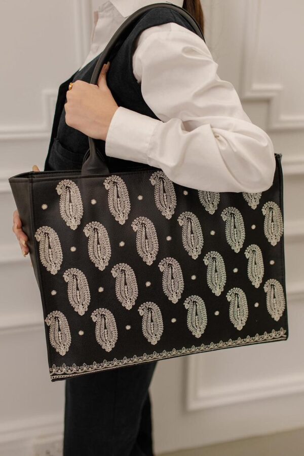 Zellbury Premium PU Tote Bag embroidered